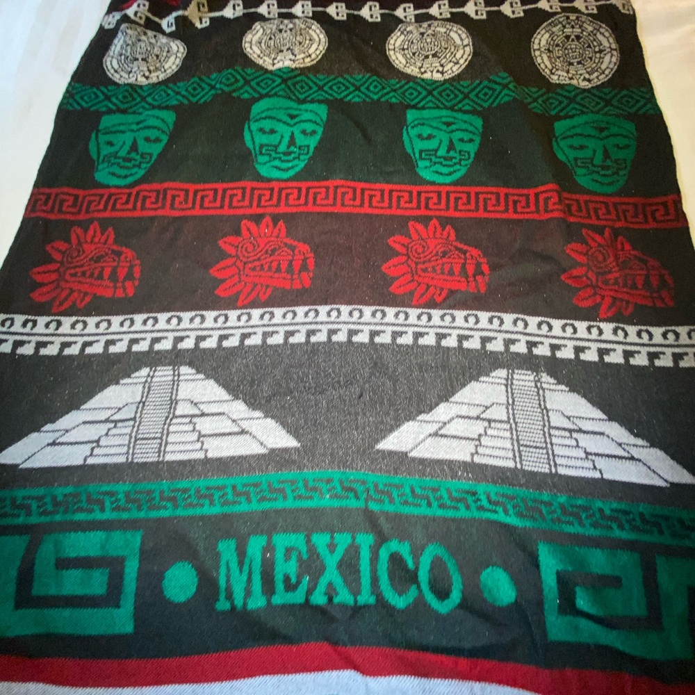 Colorful Mexican Aztec  Themed Blanket / poncho